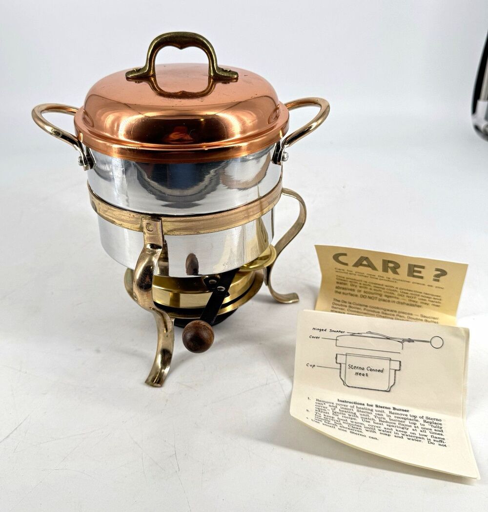 Vintage De la Cuisine Ernest Sohn 1 Qt Copper Chafing Dish Sterno Warmer
